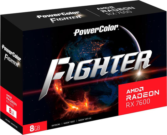 PowerColor Fighter Radeon RX 7600 8GB GDDR6 PCI Express 4.0 x8 ATX Graphics Card RX7600 8G-F