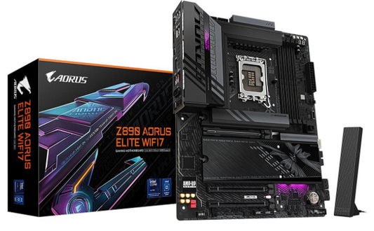 GIGABYTE Z890 AORUS ELITE WIFI7 Ultra Core (Series 2) LGA 1851, ATX, DDR5, 4x M.2, PCIe 5.0, Thunderbolt 4, WIFI7, 2.5GbE LAN, EZ-Latch