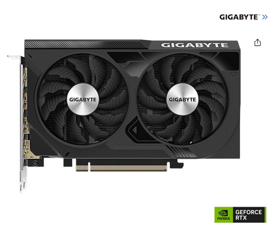 GIGABYTE GeForce RTX 4060 WINDFORCE OC 8G Graphics Card, 2x WINDFORCE Fans, 8GB 128-bit GDDR6, GV-N4060WF2OC-8GD Video Card