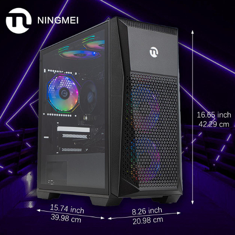 Ningmei Gaming PC Desktop AMD R5 5600GT 3.6Hz CPU,1TB NVME SSD, 16GB DDR4 RAM 3200MHz,AMD Radeon Vega 7 Graphics,6RGB Fans,550W PSU, Windows 11 Home 64-bit- WIFI- Gaming Desktop