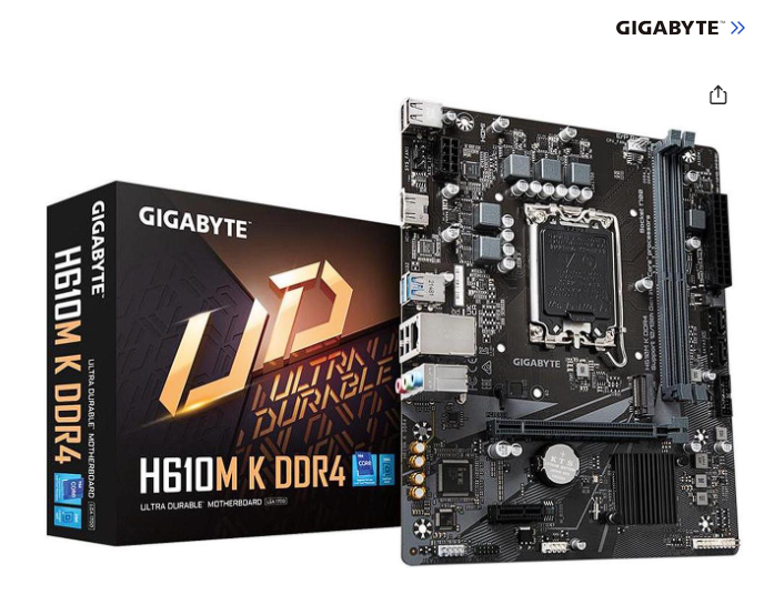 1700 Gigabyte H610M K mATX D4