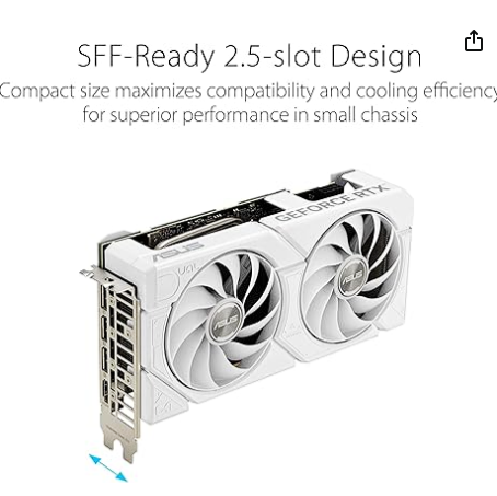 ASUS Dual GeForce RTX™ 4060 EVO White OC Edition 8GB GDDR6 (PCIe 4.0, 8GB GDDR6, DLSS 3, HDMI 2.1a, DisplayPort 1.4a, Axial-tech Fan Design, 0dB Technology, Dual BIOS, Auto-Extreme Tech)