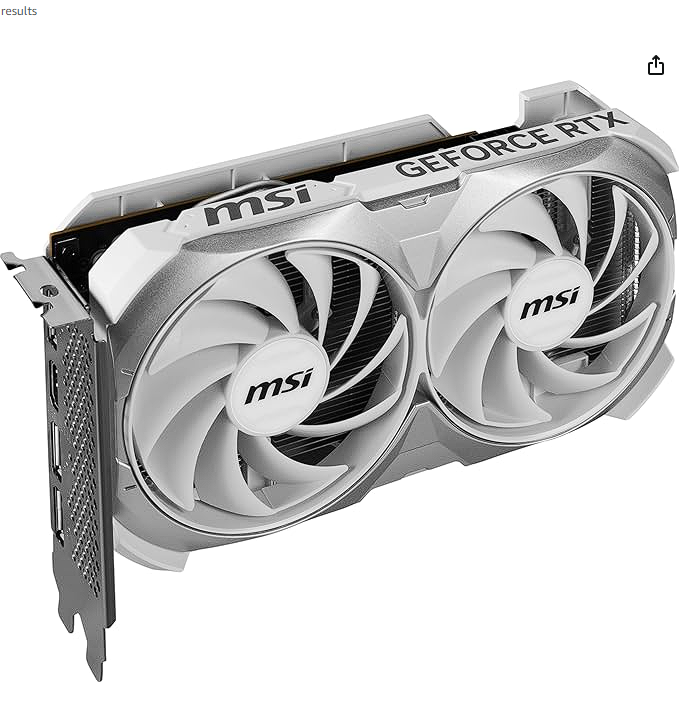 MSI Gaming GeForce RTX 4060 8GB GDRR6 Extreme Clock: 2505 MHz 128-Bit HDMI/DP Nvlink TORX Fan 4.0 Ada Lovelace Architecture Graphics Card (RTX 4060 Ventus 2X White 8G OC)