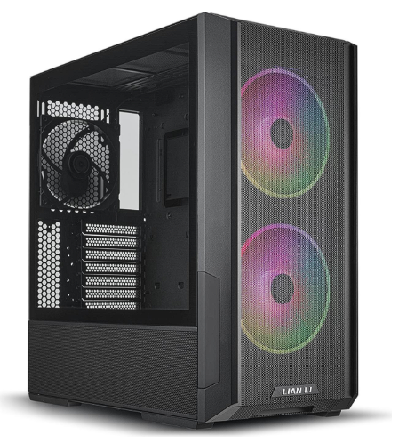 LIAN LI LANCOOL 216RX Black Steel / Tempered Glass ATX Mid Tower Computer Case ,2x 16 cm ARGB Fans Included ----LANCOOL 216RX