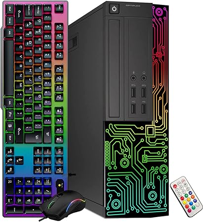 Dell OptiPlex Desktop RGB Computer PC, Intel Core i7 Quad-Core Processor, 16GB RAM, 512GB SSD, 24 Inch HDMI Monitor, RGB Keyboard Mouse and Headset, WiFi, Windows 10 Pro