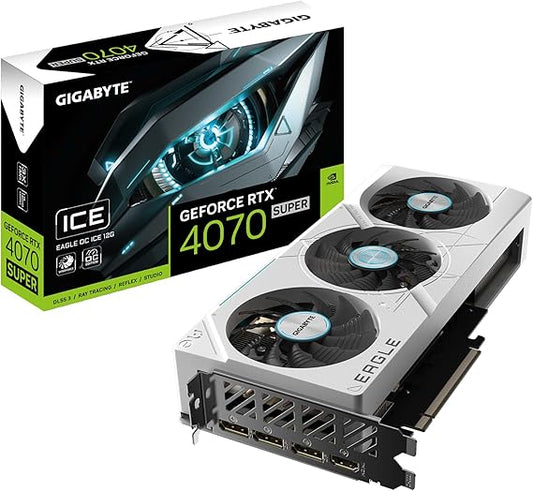 بطاقة رسوميات GIGABYTE GeForce RTX 4070 Super Eagle OC ICE 12G، 3 مراوح WINDFORCE، 12 جيجابايت