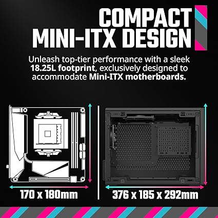 Cooler Master NR200 Mini-ITX PC Case, 330mm Horizontal Triple-Slot Mount GPU, 240mm|280mm AIO, SFX PSU 130mm, Compatible RX 7900 XTX|4080 Super, Vented Panels, DIY