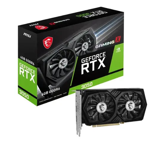 MSI - NVIDIA RTX 3050 GAMING X 6G - 6 ГБ GDDR6 - PCI Express 4.0 - Видеокарта - Черный