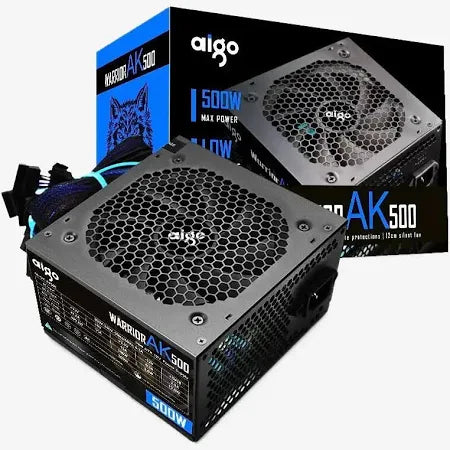 Aigo AK 500W PC PSU Power Supply Unit Black Gaming Quiet 120mm RGB Fan 24pin 12V